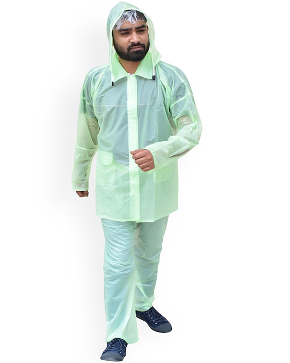 Kuber Industries Waterproof PVC Adjustable Hood Rain Suit