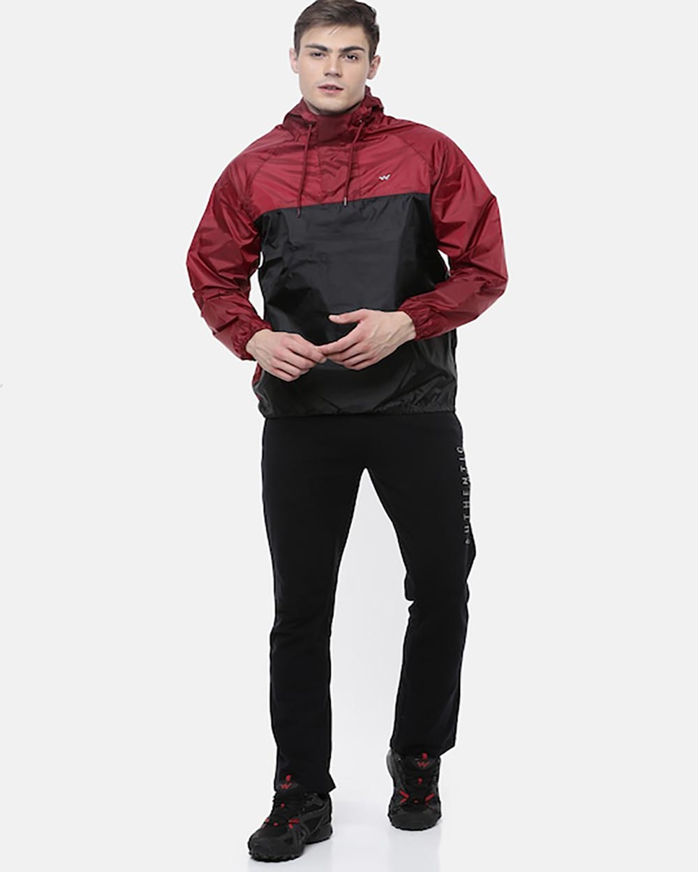 Wildcraft Men Maroon & Black Colourblocked Hooded HypaDry Rain Jacket
