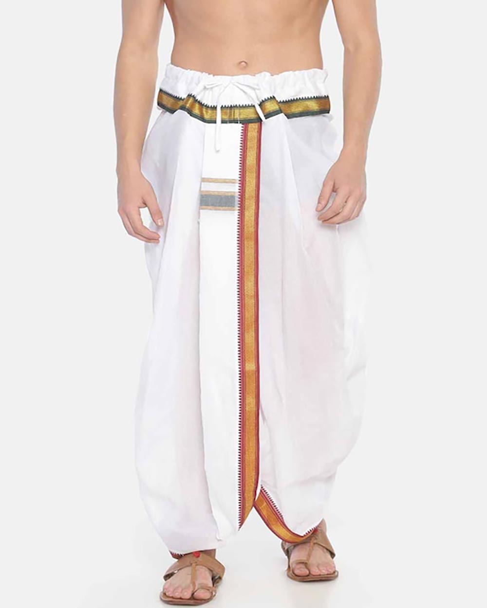 Sethukrishna Men White Solid Readymade Pocket Dhoti