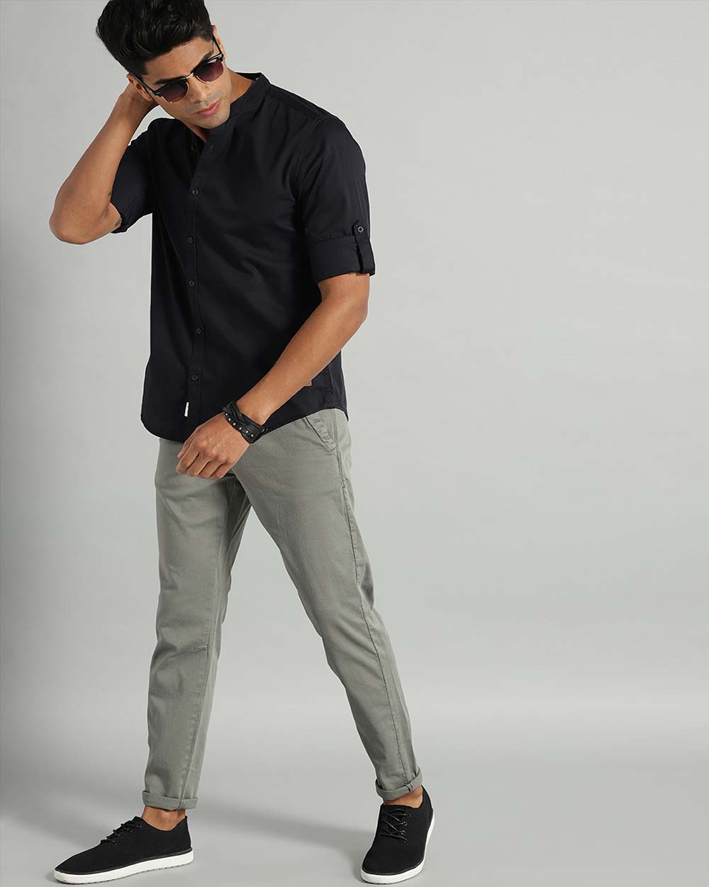 Roadster Men Black Twill Sustainable Casual Shirt