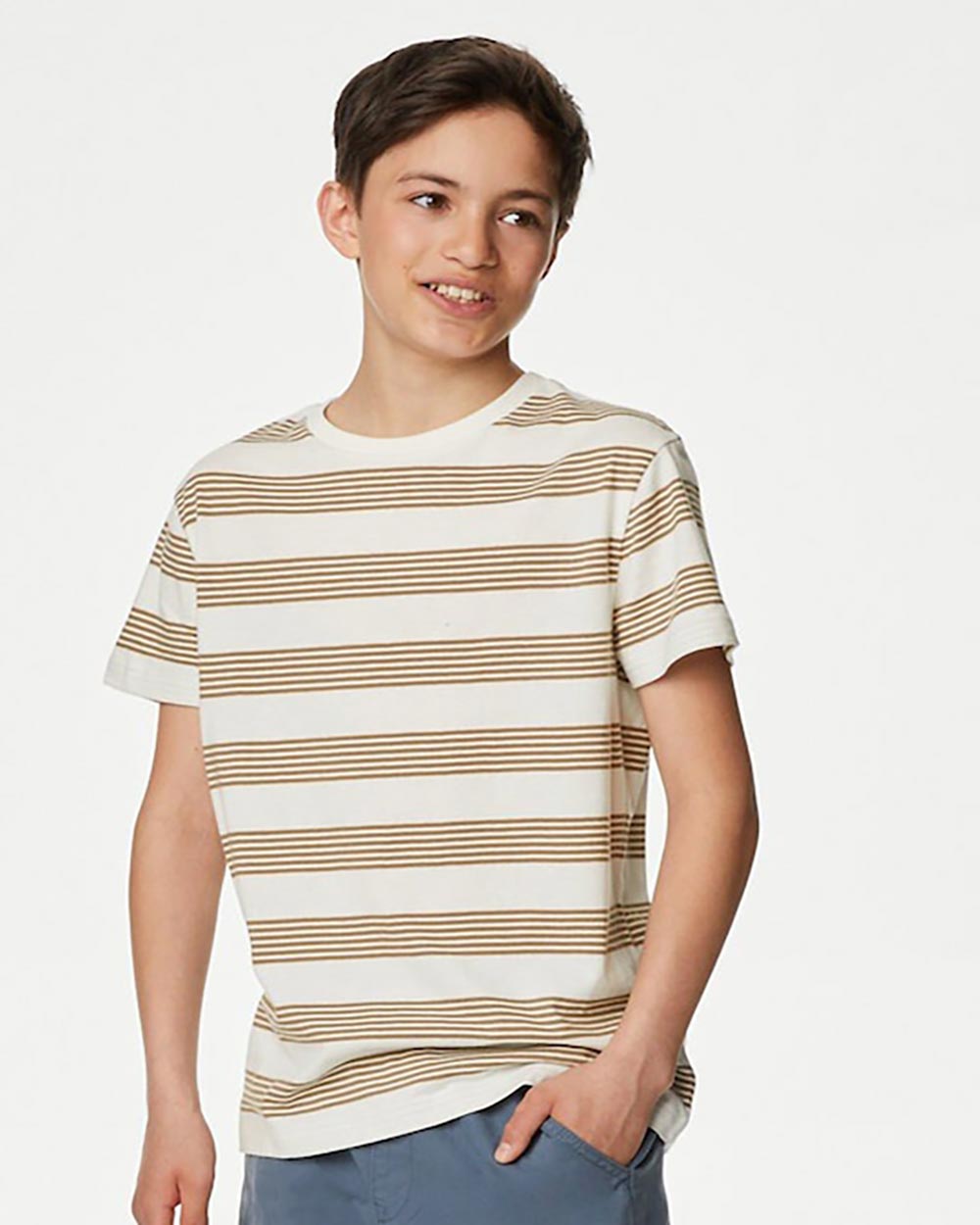 Marks & Spencer Boys Striped Round Neck T-shirt
