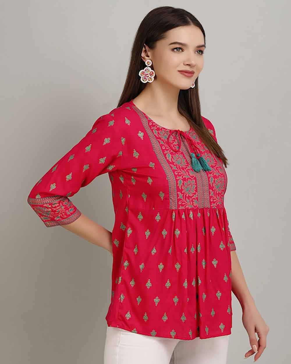 MANKSH Floral Printed A-line Kurti